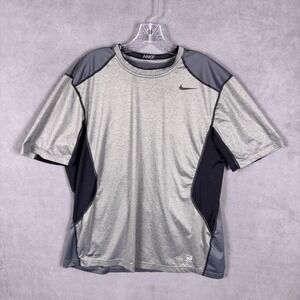 Nike Mens XL Pro Combat Hypercool Dri-FIT Fitted T-Shirt  Gray Black Athletic